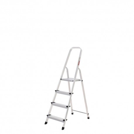 Escalera Aluminio 4 Peldaños Plegable, Uso doméstico, Antideslizante, Ligera y Resistente